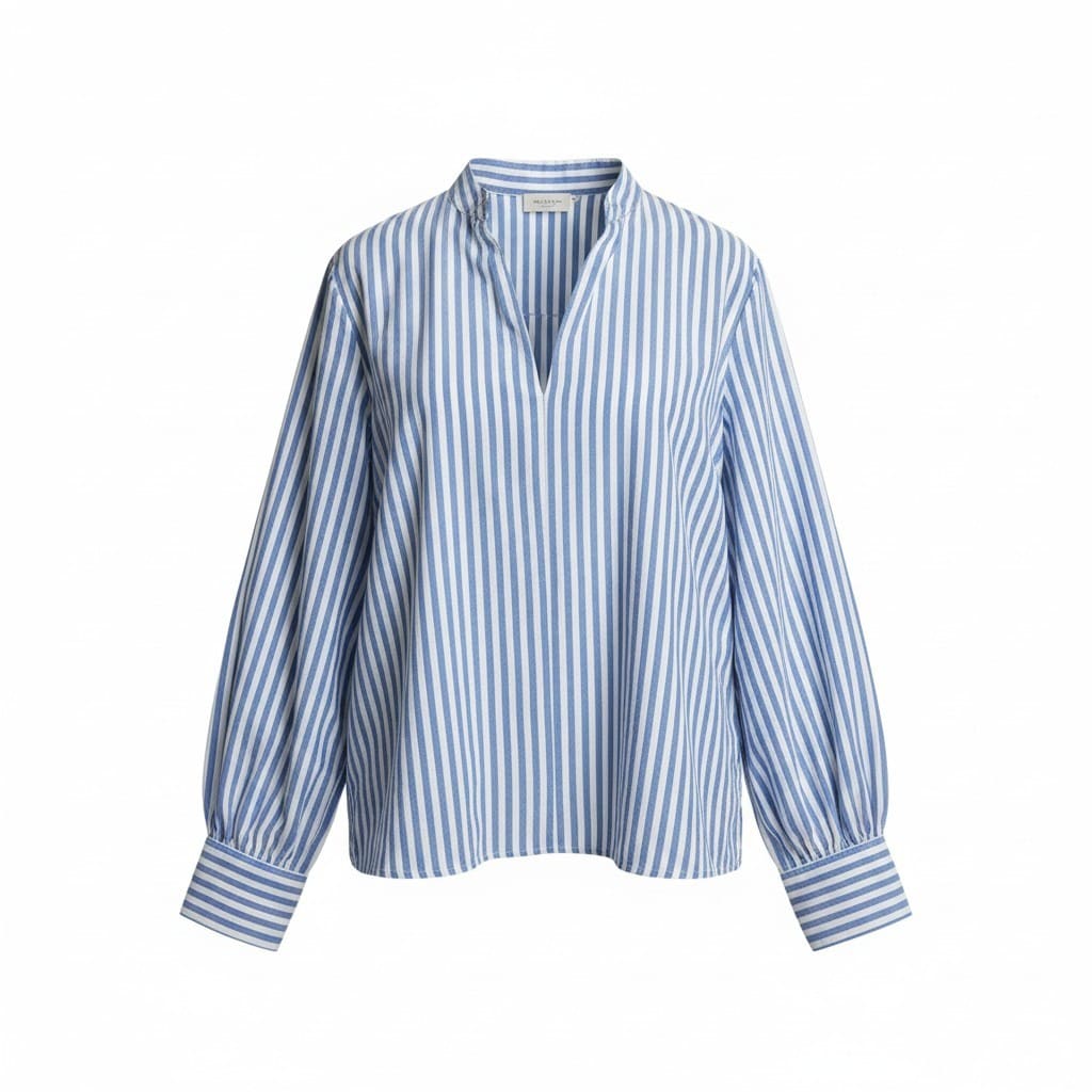 BLOUSE BLEU LIGNÉ BLANC SMALL / MEDIUM