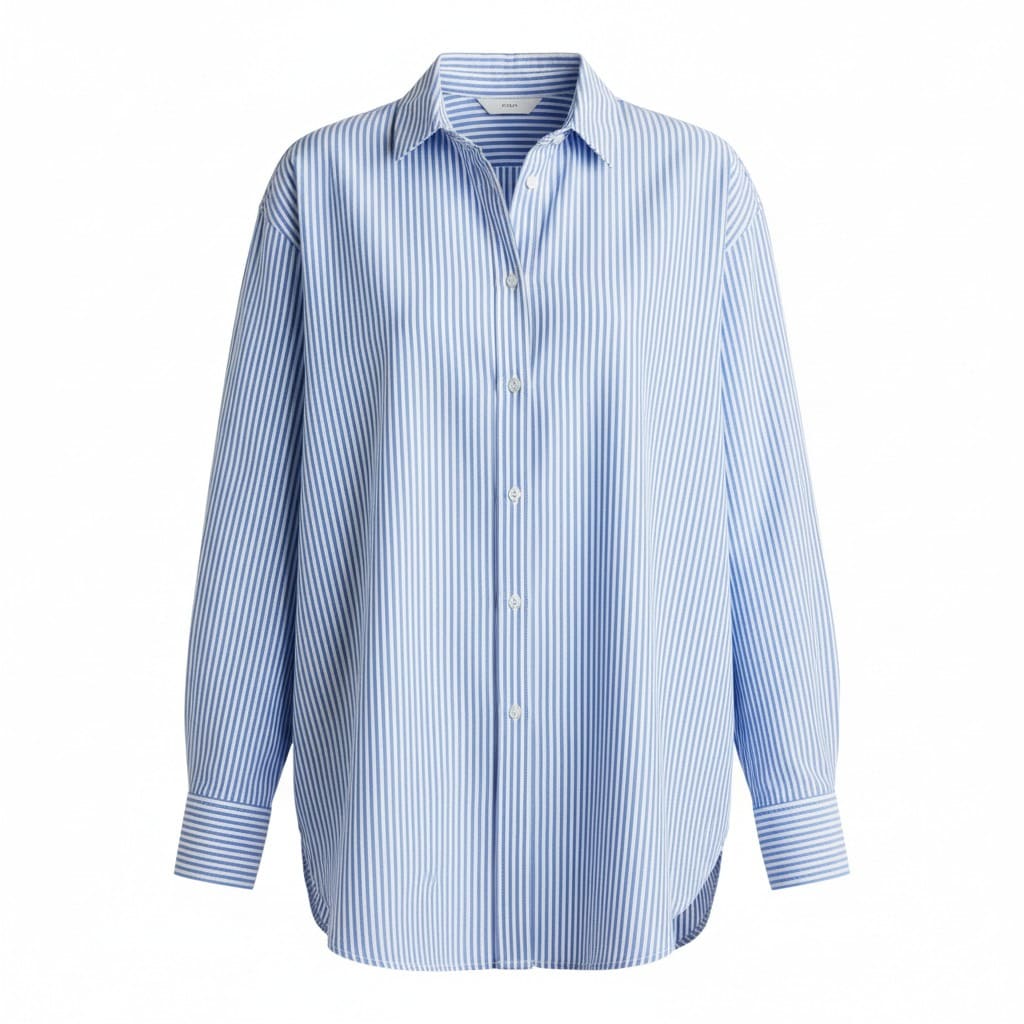 BLOUSE BLEU PÂLE LIGNÉ BLANC H&M MEDIUM