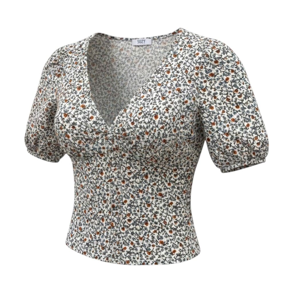 BLOUSE FLORAL COL V SUZY SHIER SMALL