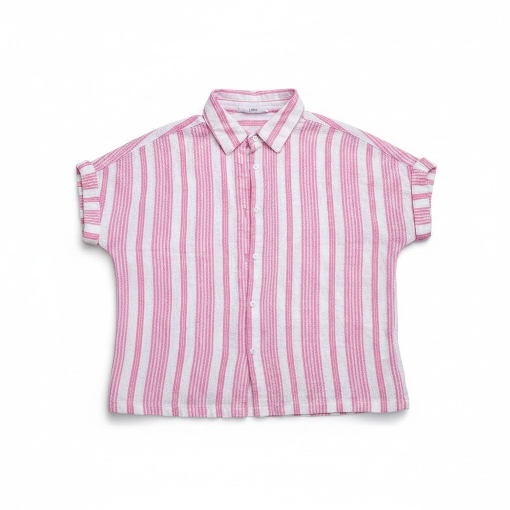 BLOUSE ROSE LIGNÉ BLANC SMALL