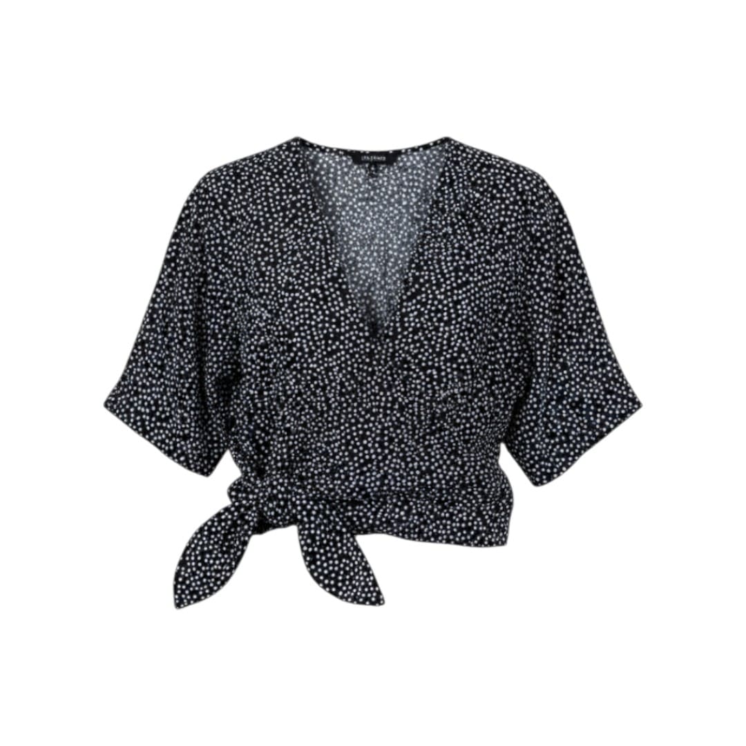 BLOUSE MANCHES LONGUES NOIR AVEC FLEURS BLANCHES DYNAMITE X-SMALL