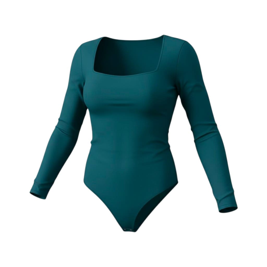 BODYSUITS MANCHES LONGUES TURQUOISE SECOND SKIN MEDIUM