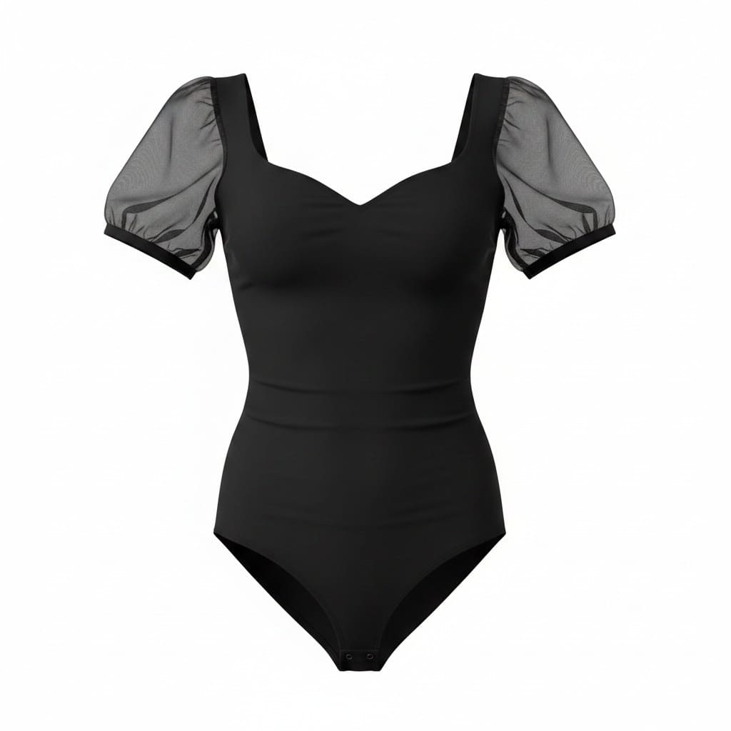BODYSUITS T-SHIRTS NOIR DYNAMITE MANCHE FROUFROU X-SMALL