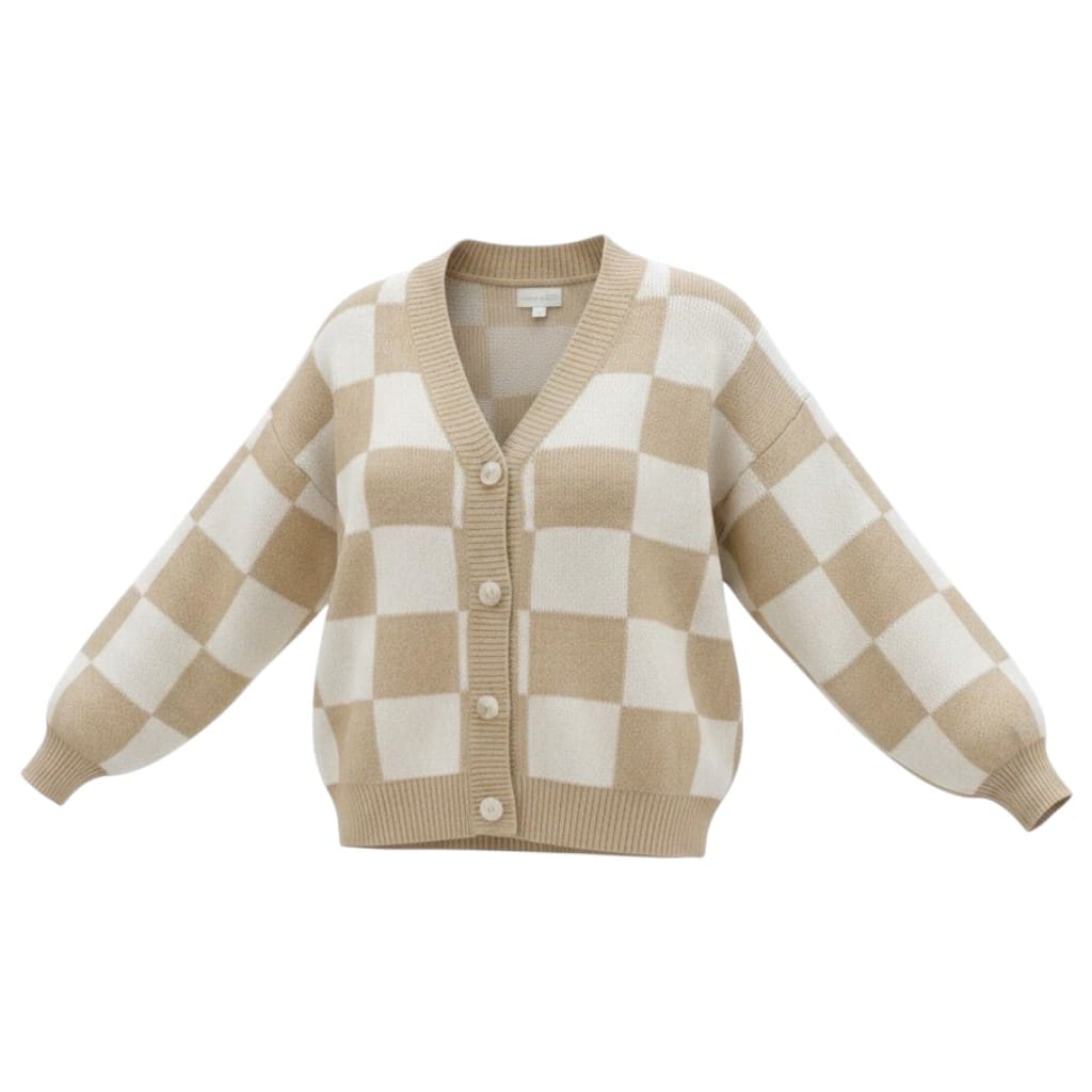 CARDIGAN CARRAUTÉ BEIGE ET CRÈME WOMANCE SMALL