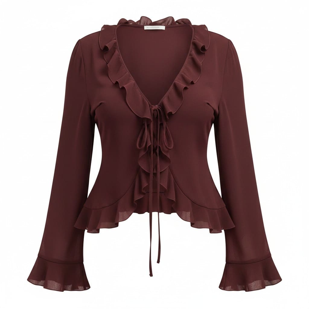 BLOUSE LÉGER TRANSPARENT MARRON SMALL