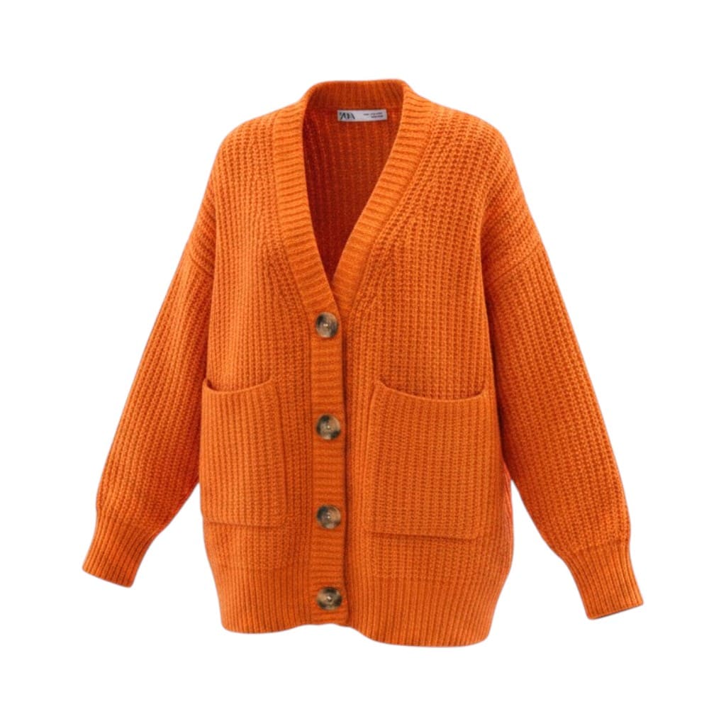 CARDIGAN ZARA ORANGE LAINAGE OVERSIZED SMALL - MEDIUM