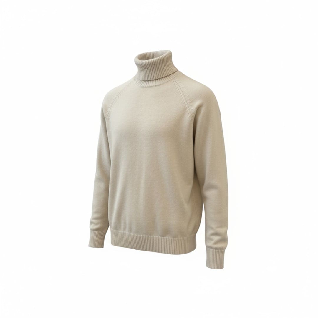 CHANDAIL MANCHES LONGUES COL ROULÉ BEIGE NEUF MEDIUM