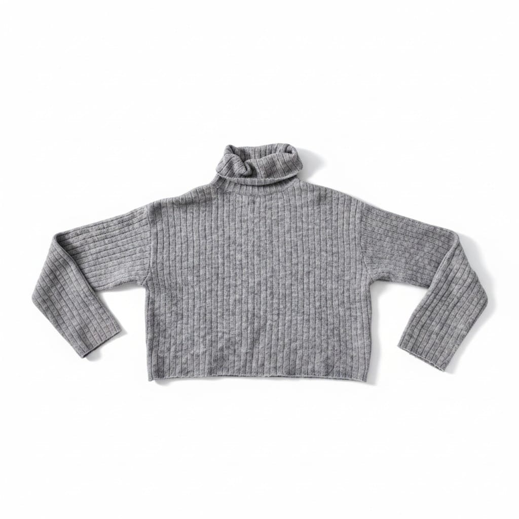 CHANDAIL MANCHES LONGUES CROP GRIS LAINAGE H&M X-SMALL / SMALL