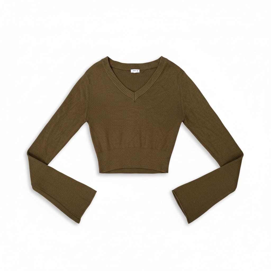 CHANDAIL MANCHES LONGUES KAKI CROP GARAGE MEDIUM