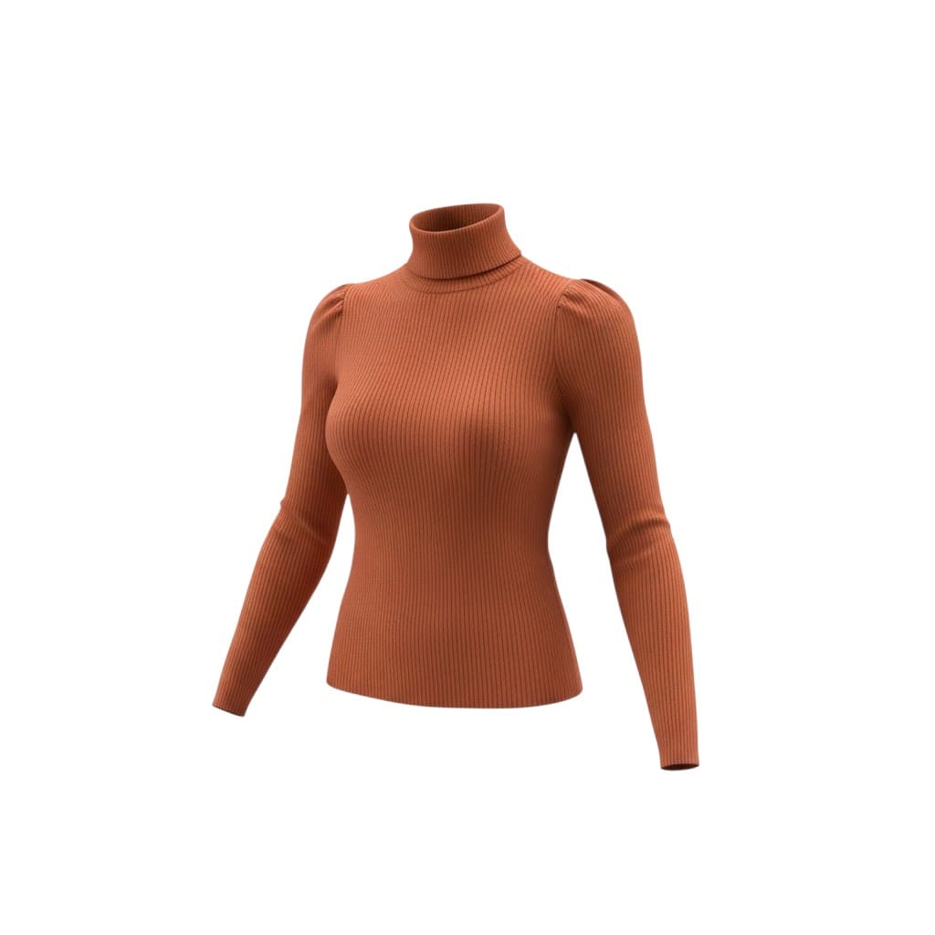 CHANDAIL MANCHES LONGUES MARRON COL ROULÉ SMALL / MEDIUM