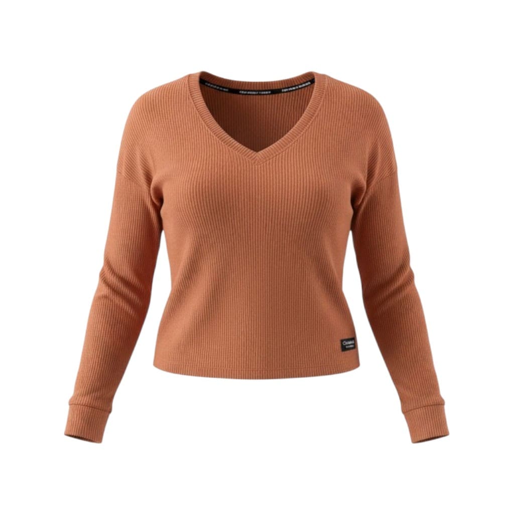CHANDAIL MANCHES LONGUES MARRON / ORANGÉ CALVIN KLEIN MEDIUM