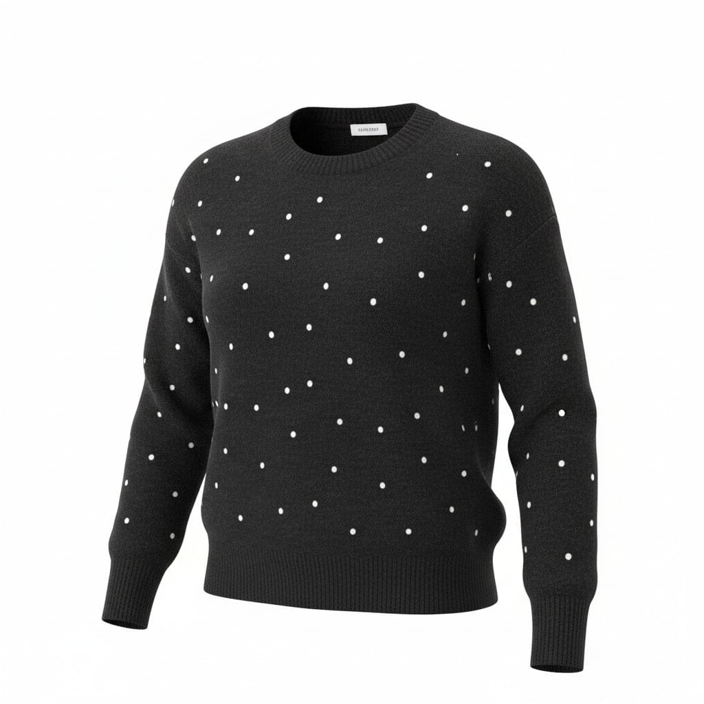 CHANDAIL MANCHES LONGUES NOIR AVEC POINTS BLANCS SMALL