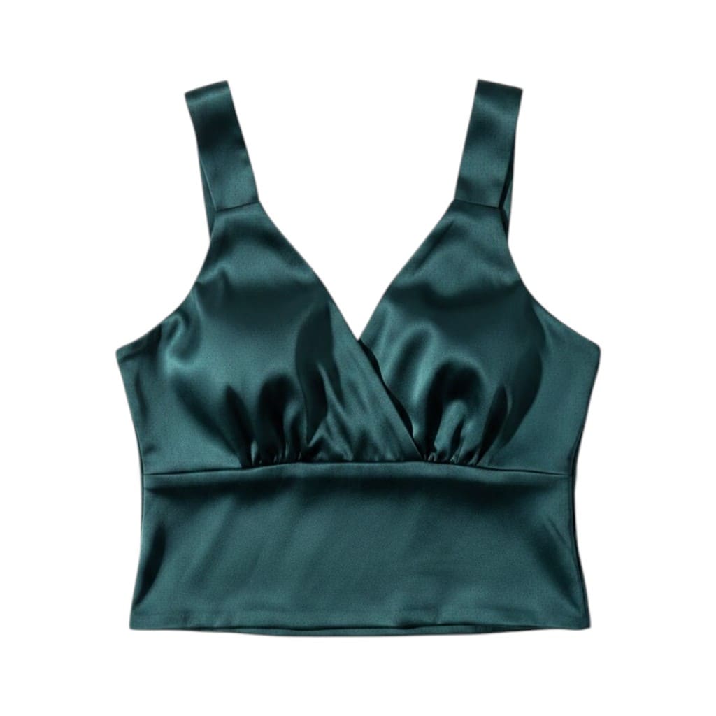 CROP CAMISOLE VERT FORET STYLE SATIN RW&CO SMALL
