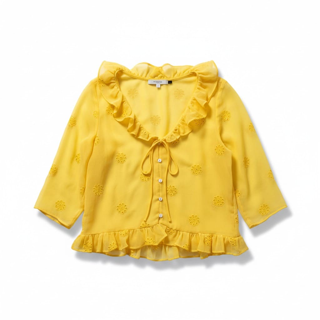 CROP TOP BLOUSE JAUNE ZARA X-SMALL