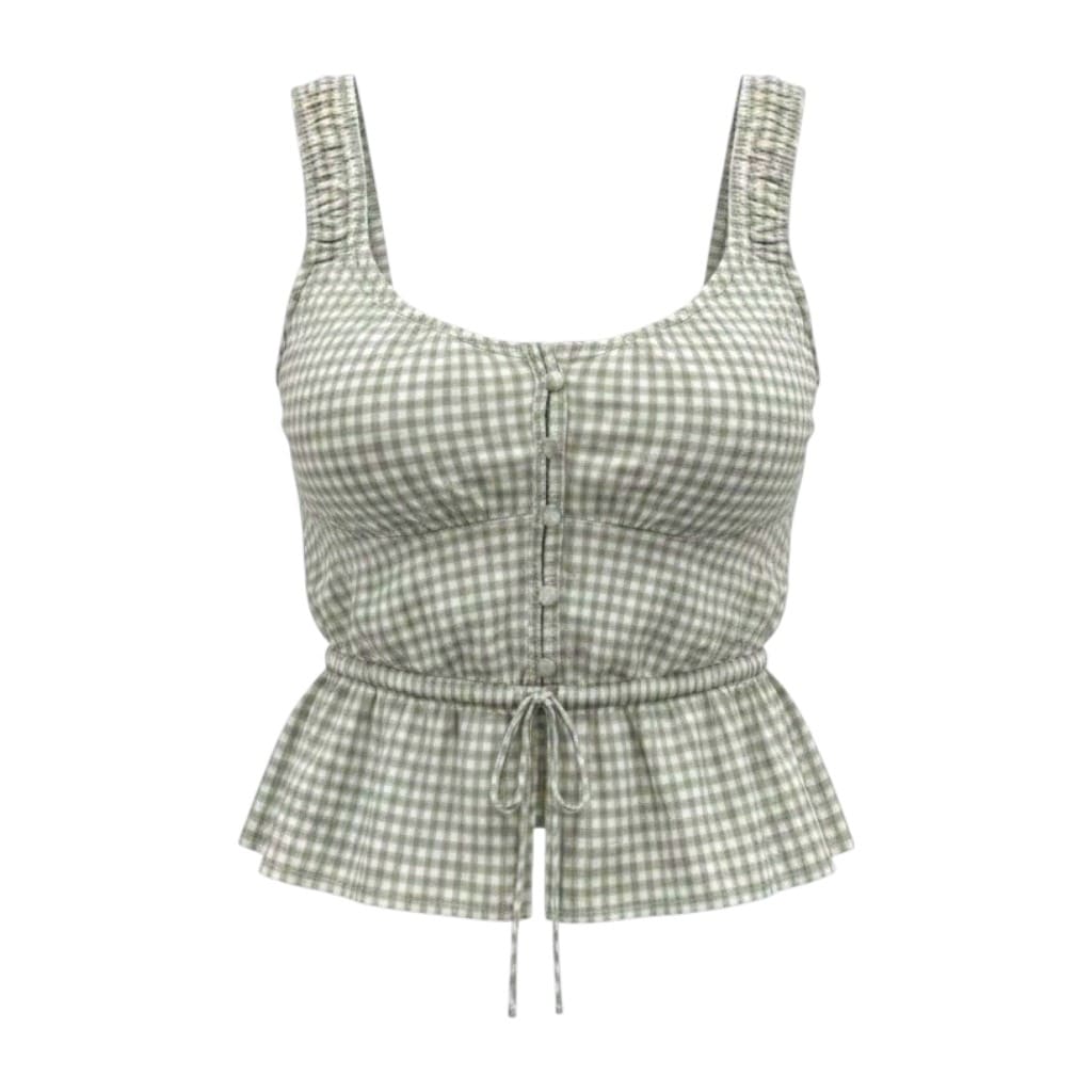 CROP TOP CAMISOLE CARRAUTÉ VERT ET BLANC GUESS MEDIUM