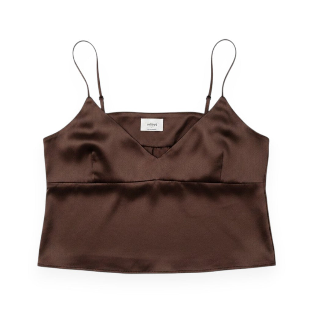 CROP TOP CAMISOLE SATIN MARRON WILFRED ARITZIA SMALL