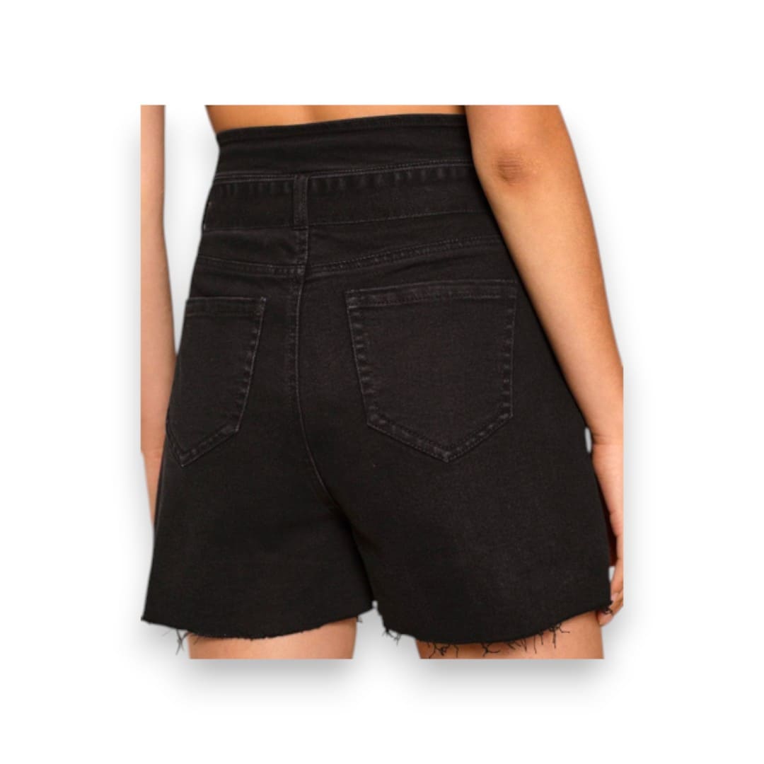 SHORTS EN JEANS NOIR TAILLE HAUTE WOMANCE SMALL