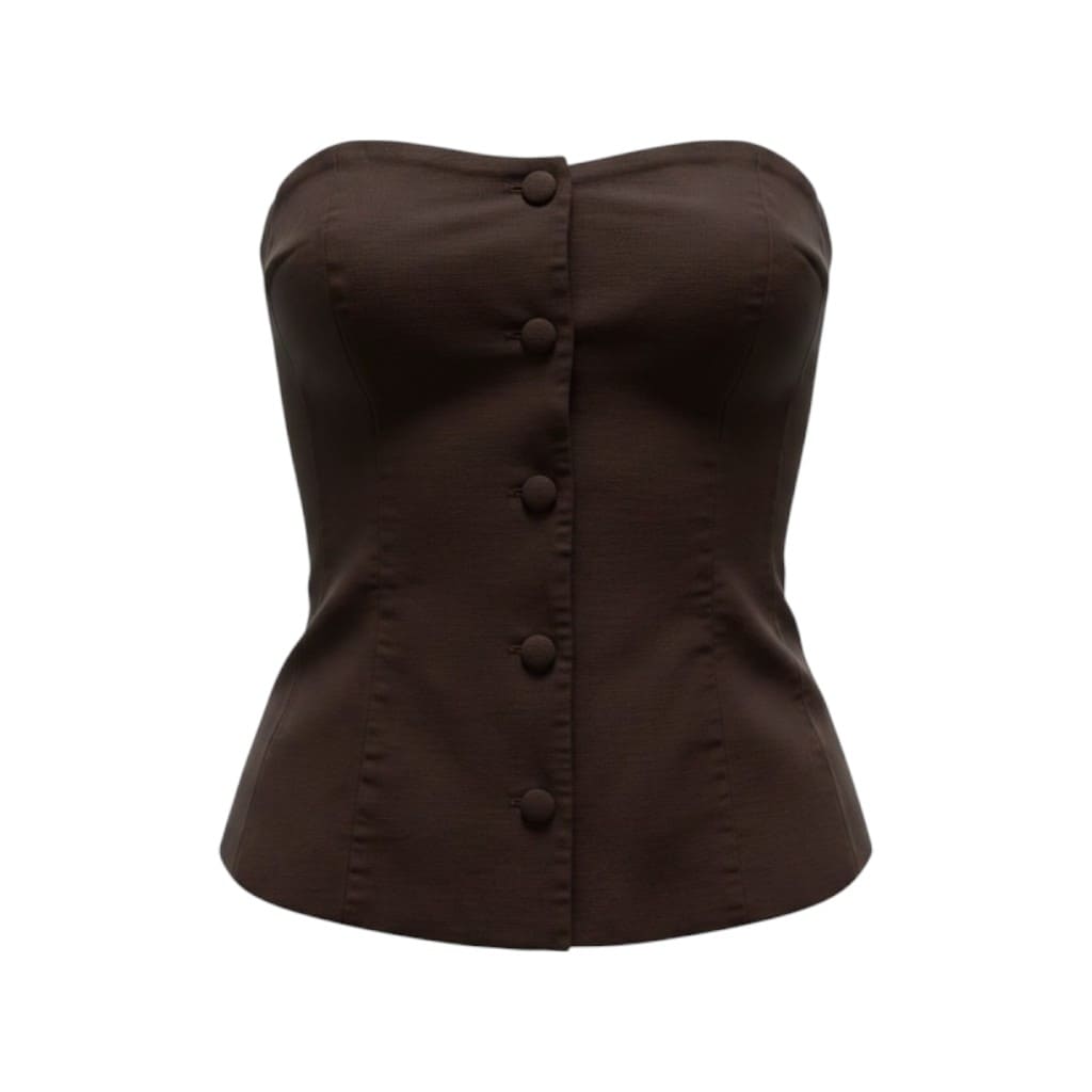 HAUT SANS MANCHES MARRON AVEC BOUTONS MEDIUM