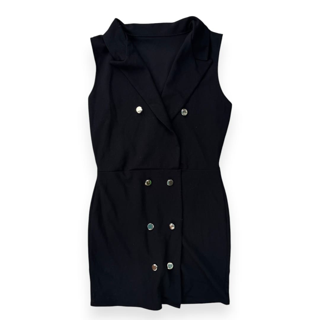 ROBE STYLE BLAZER NOIR SANS MANCHES LARGE