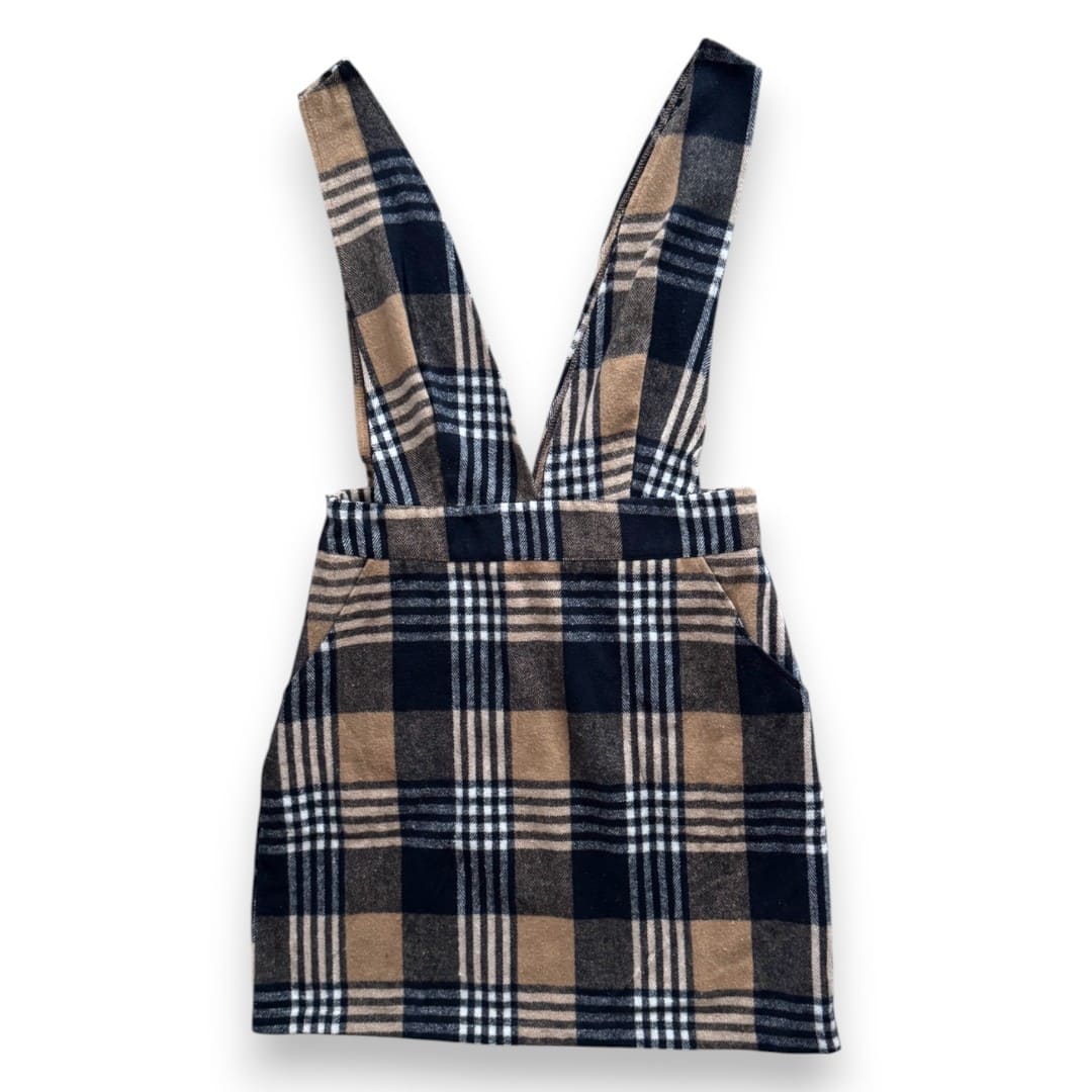 ROBE SANS MANCHES SALOPETTE MARRON, NOIR ET BLANC MEDIUM