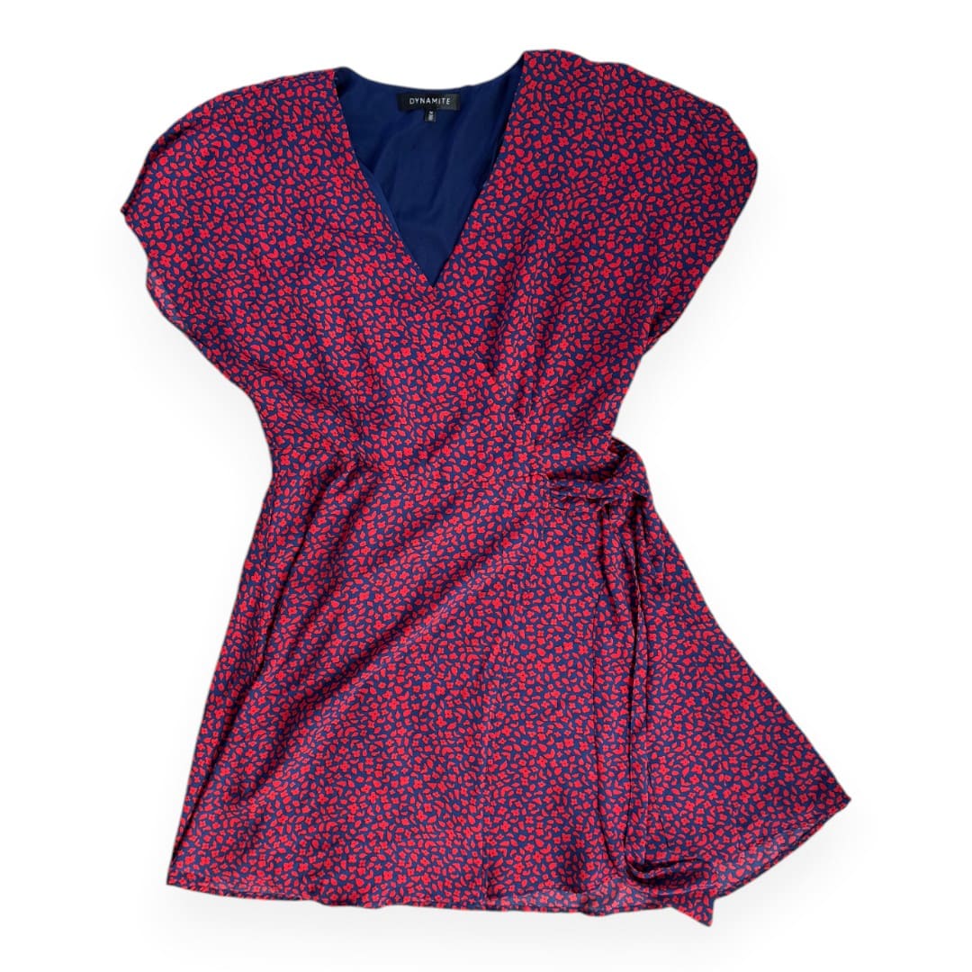 ROBE STYLE PORTEFEUILLE ROUGE FLORAL BLEU DYNAMITE MEDIUM