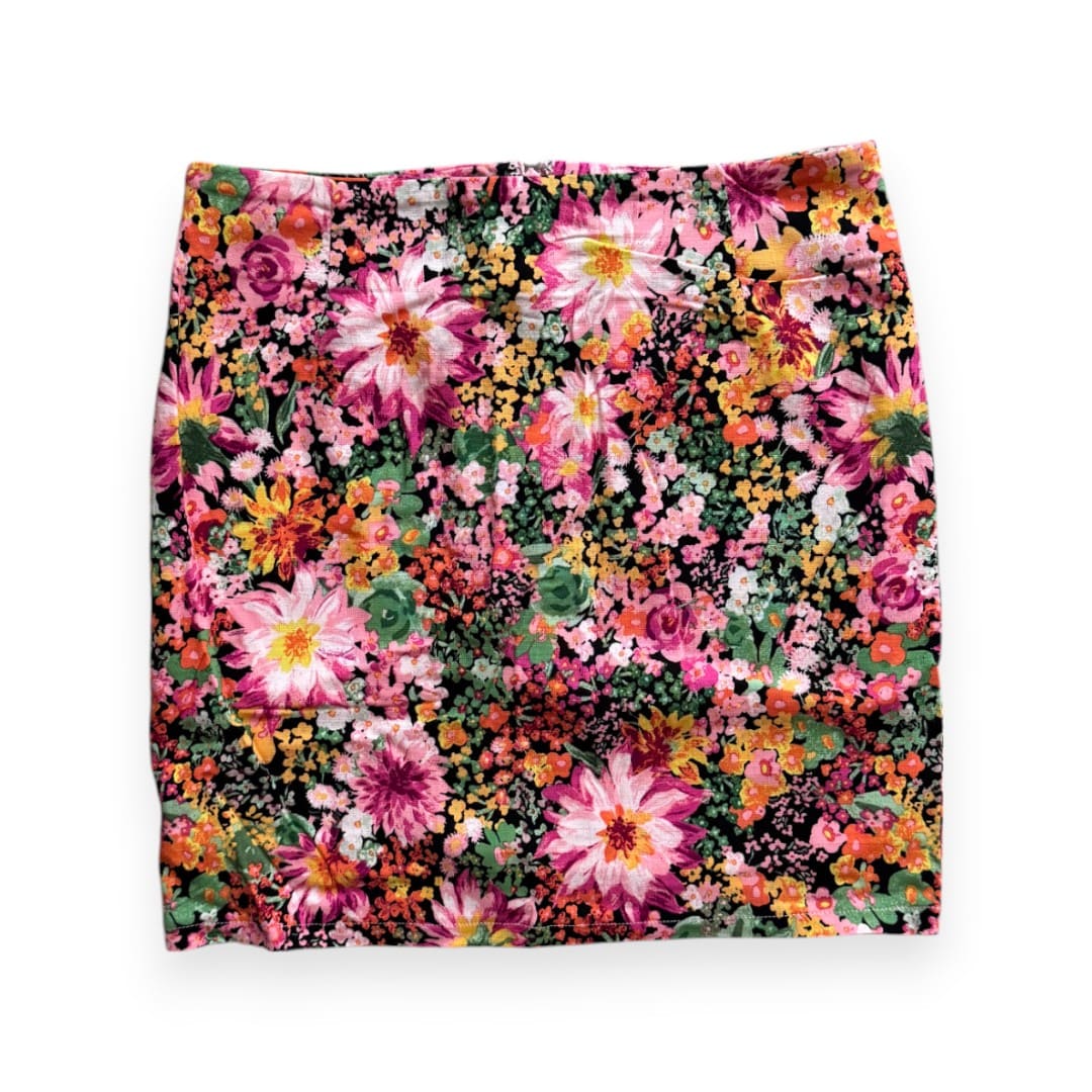 JUPE TAILLE HAUTE NEUVE FLORAL ROSE H&M SMALL