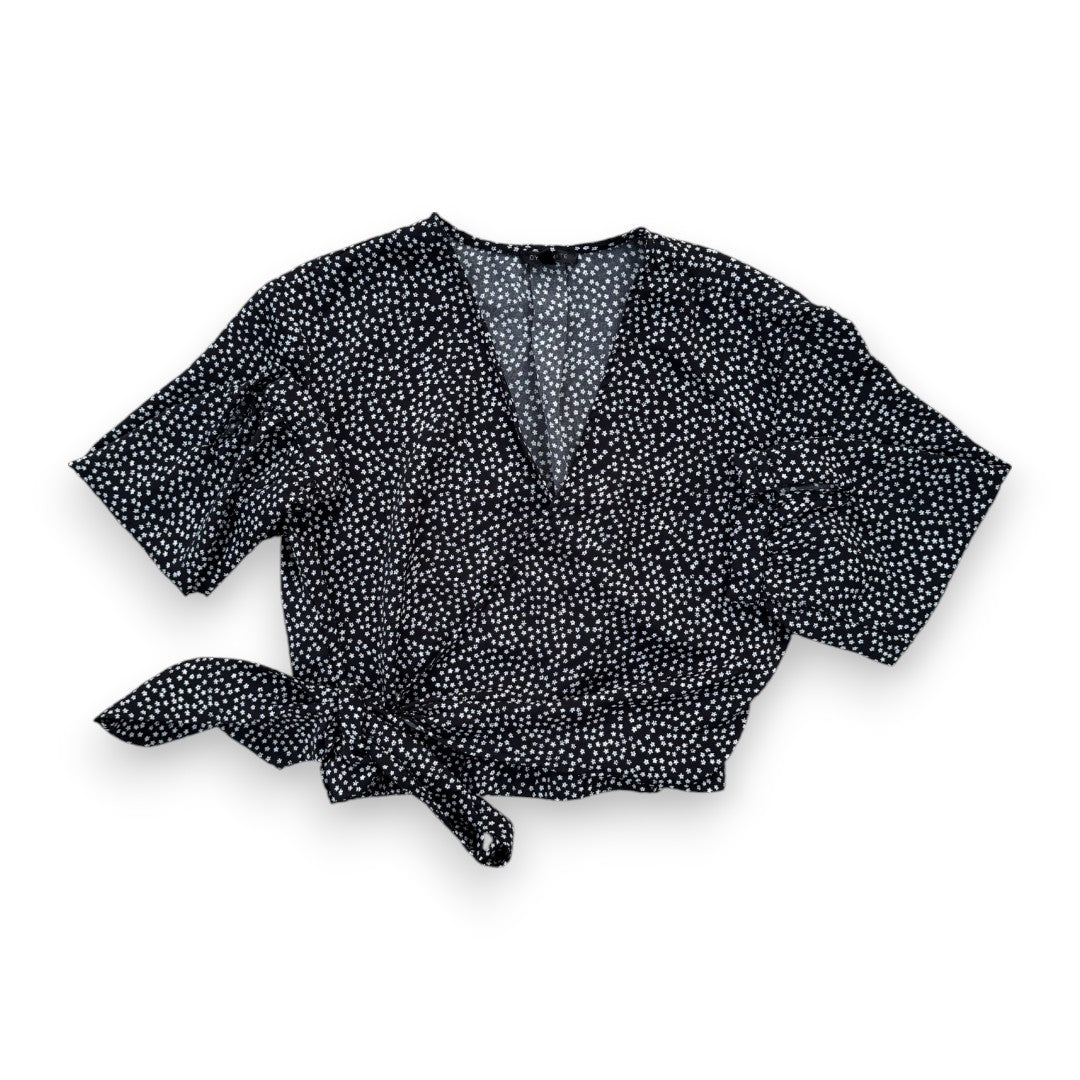 BLOUSE MANCHES LONGUES NOIR AVEC FLEURS BLANCHES DYNAMITE X-SMALL