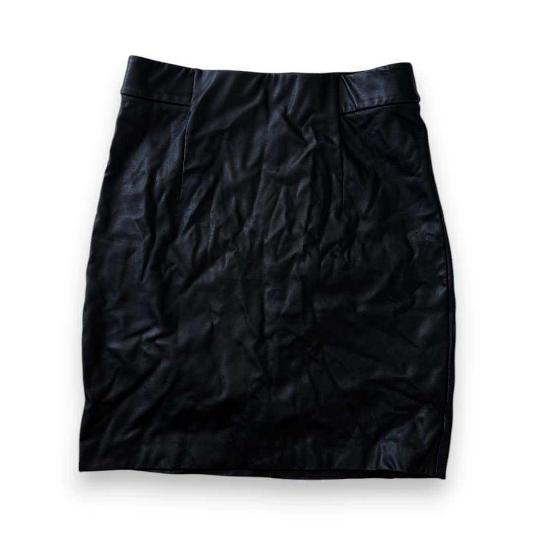 JUPE TAILLE HAUTE NOIRE FAUX CUIR DYNAMITE X-SMALL