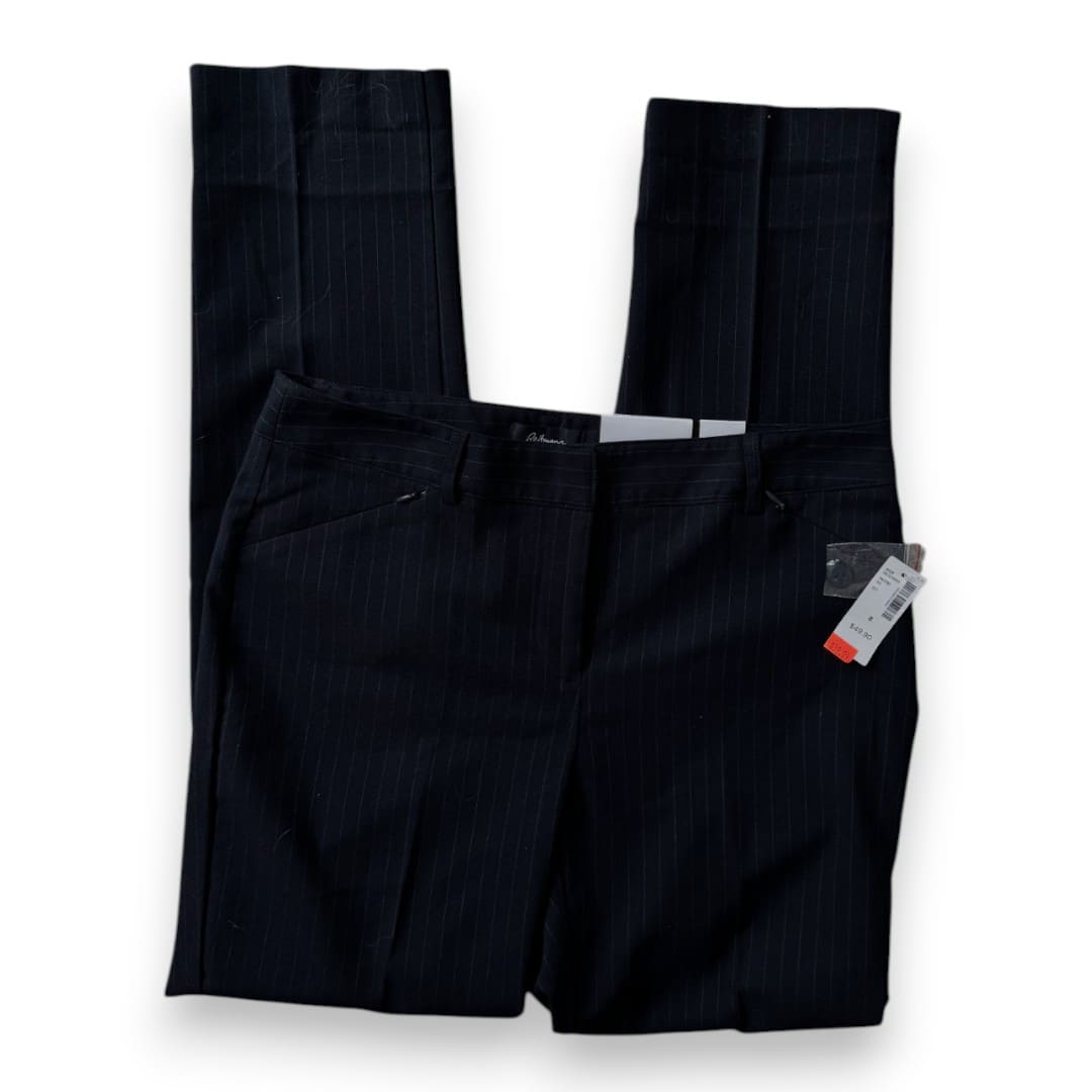 PANTALONS PROPRES TAILLE HAUTE BLEU MARIN LIGNÉ BLANC REITMANS NEUF MEDIUM