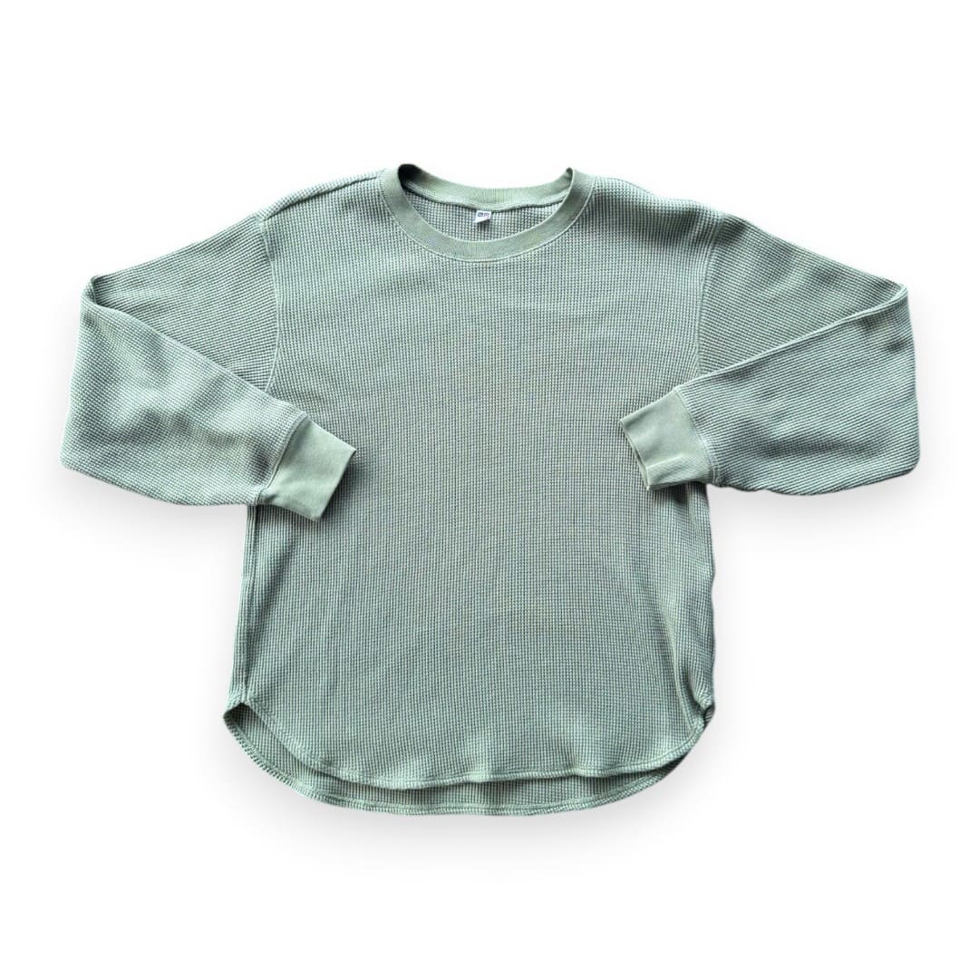 CHANDAIL MANCHES LONGUES VERT GAUFRÉ UNIQLO MEDIUM