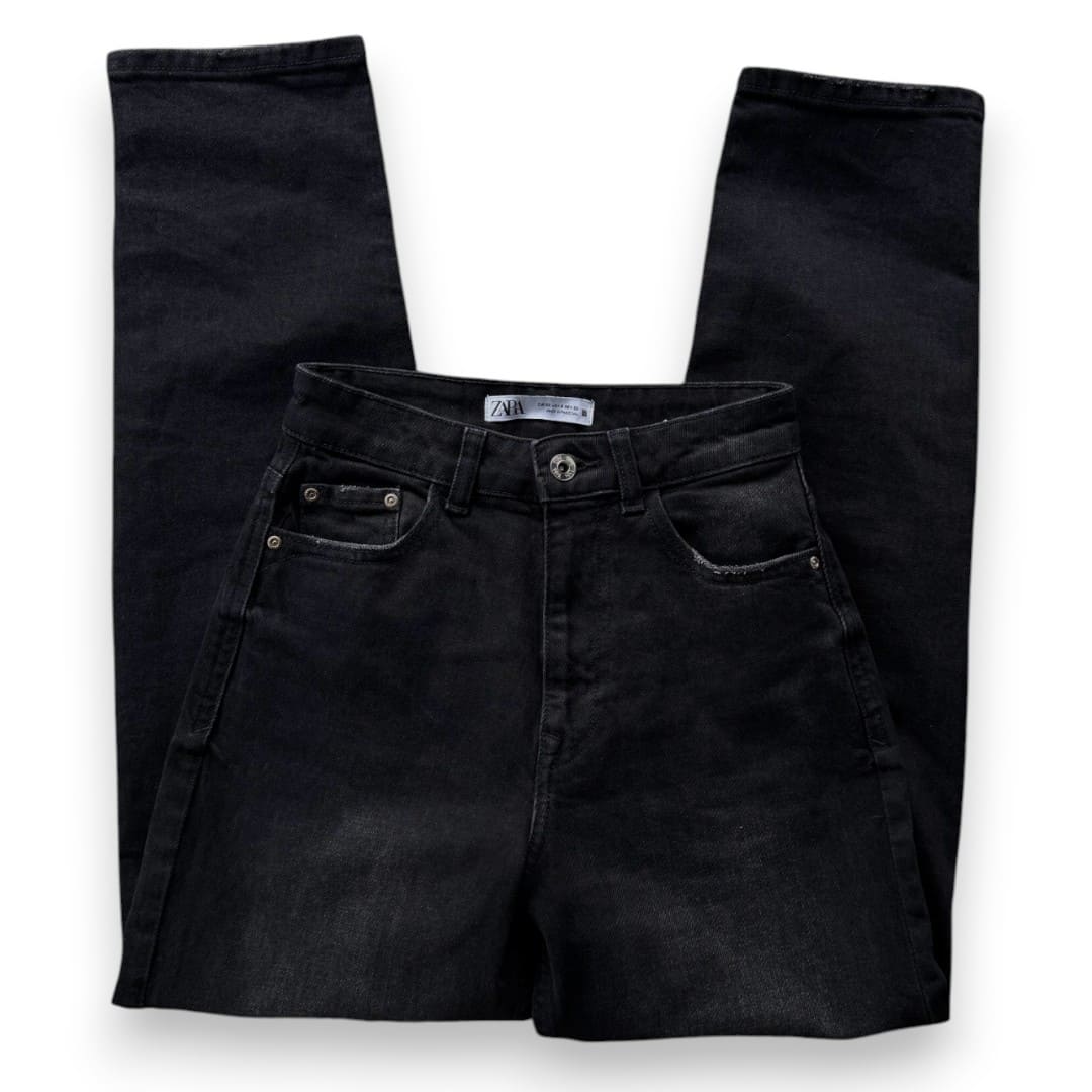 MOM JEANS TAILLE HAUTE NOIR ZARA X-SMALL