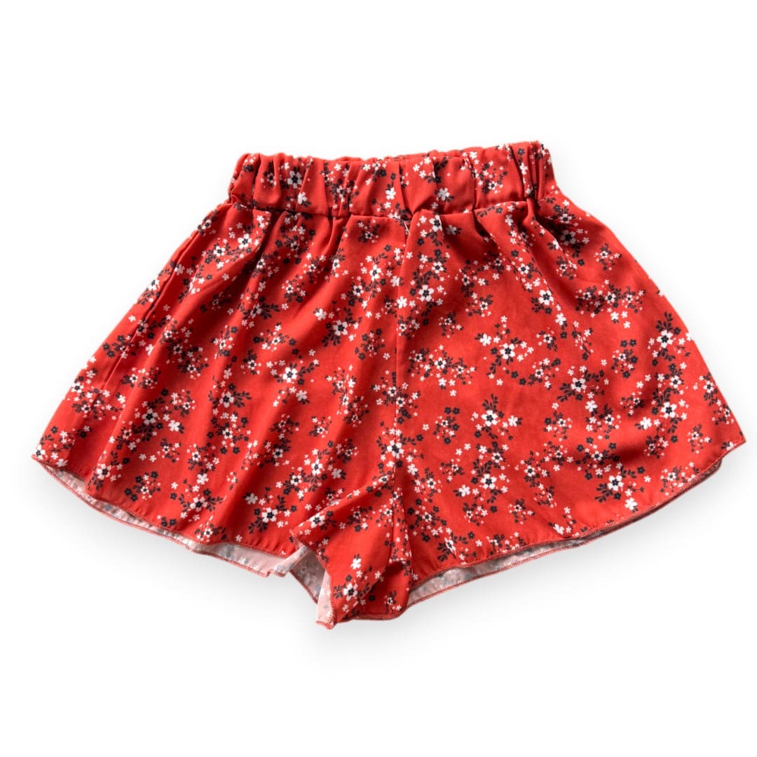SHORTS TAILLE HAUTE ORANGE AVEC FLEURS X-SMALL