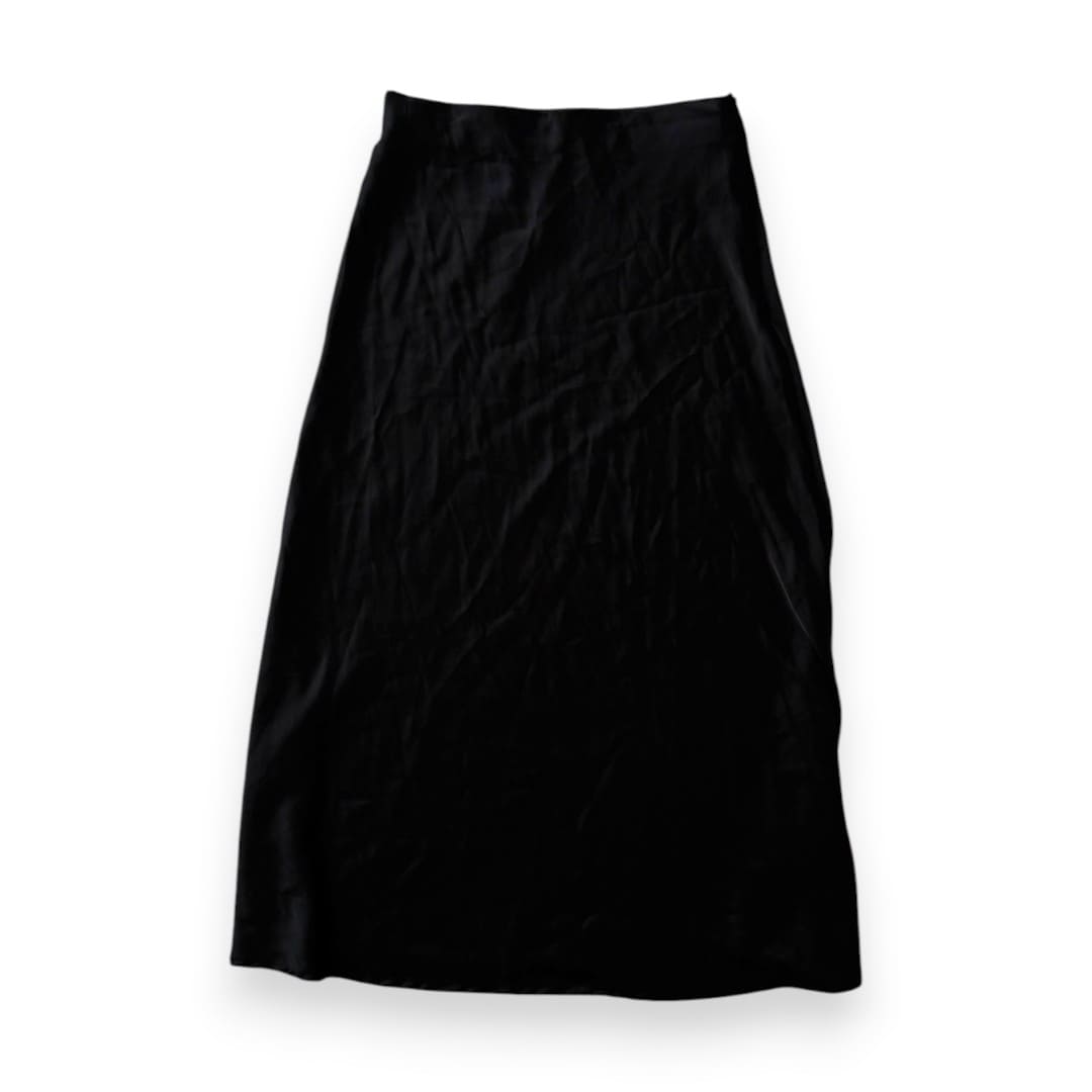 JUPE TAILLE HAUTE EN SATIN NOIR MEDIUM