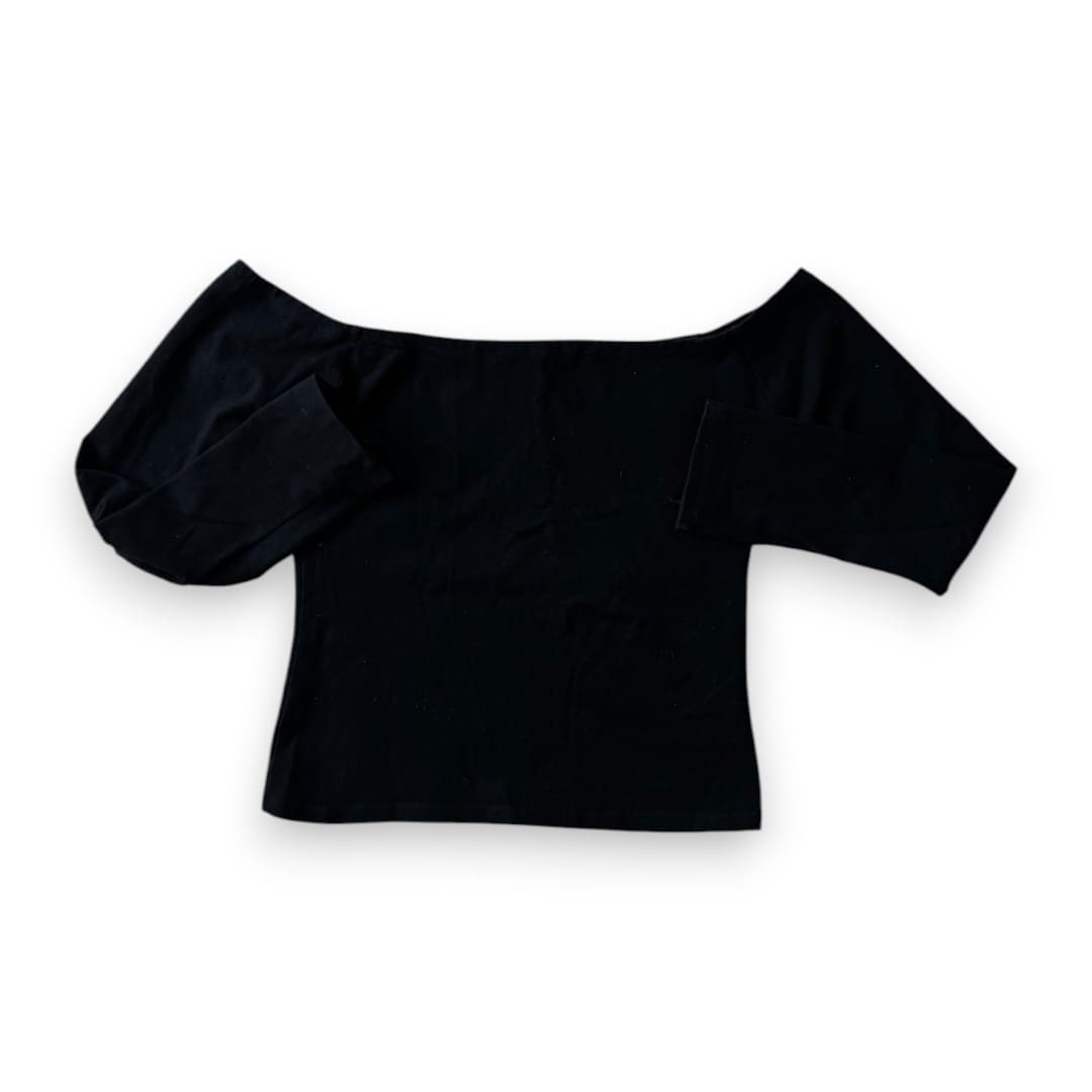 CROP TOP NOIR ÉPAULES NUES SMALL