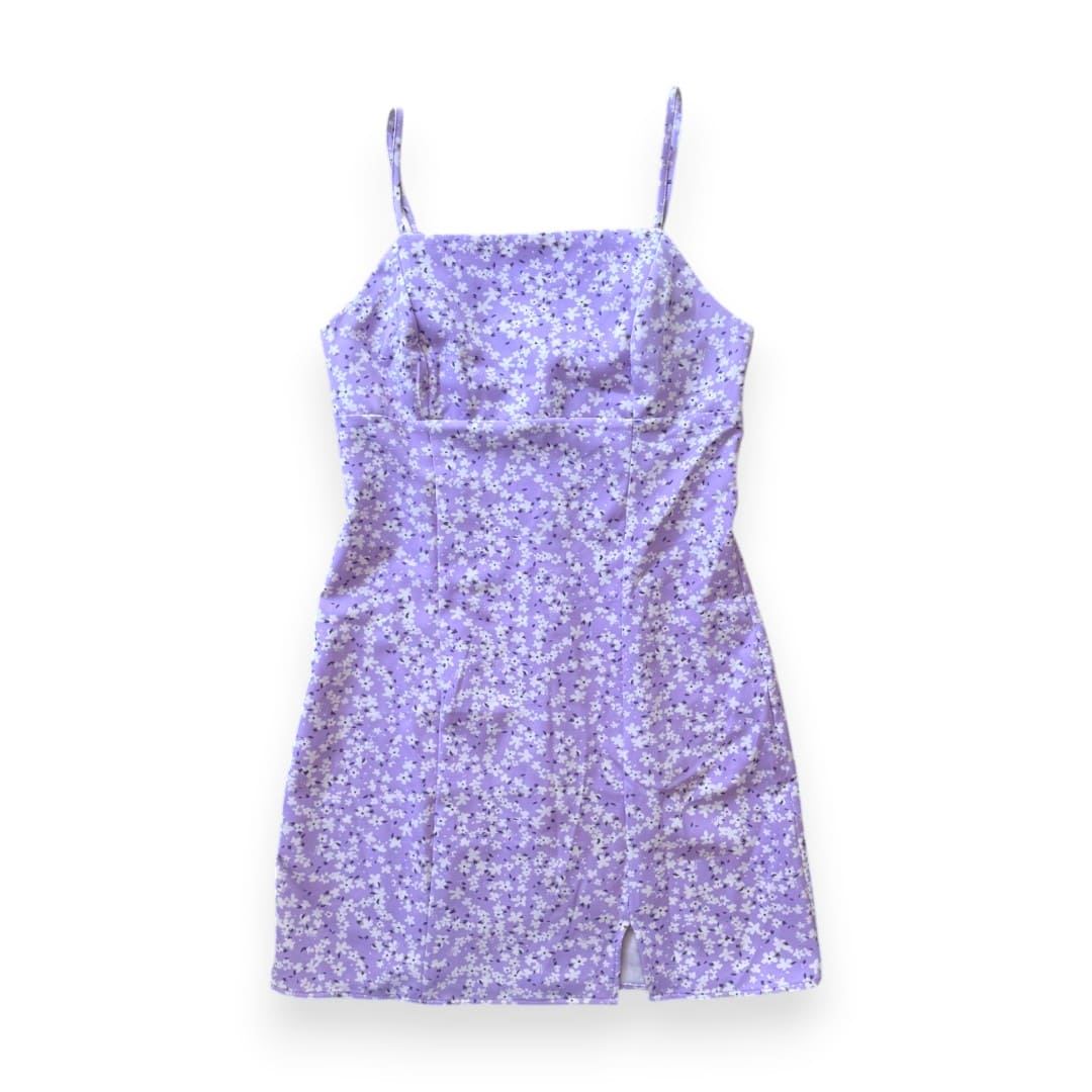 ROBE LILA AVEC FLEURS BLANCHES MEDIUM