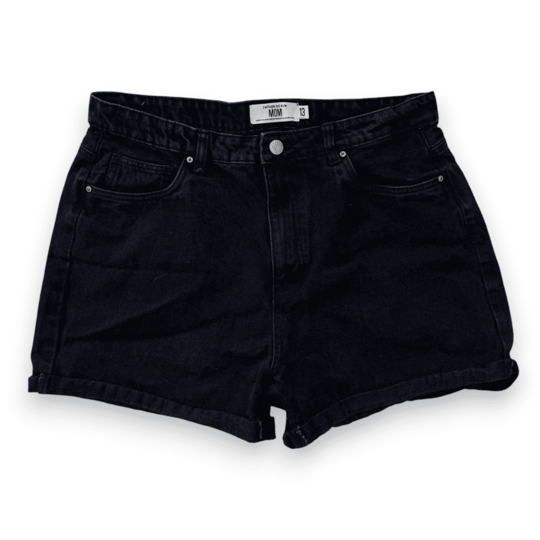 SHORTS EN JEANS NOIR TAILLE HAUTE LARGE