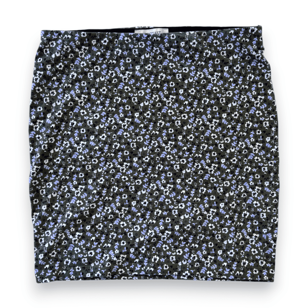 JUPE KAKI AVEC FLEURS SMART SET X-SMALL
