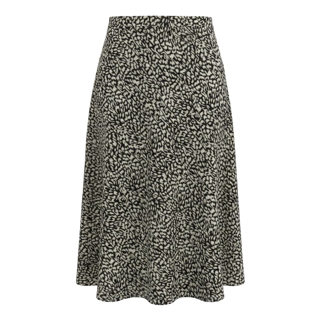 JUPE MI-LONGUE TAILLE HAUTE BEIGE MOTIFS NOIR RW&CO SMALL