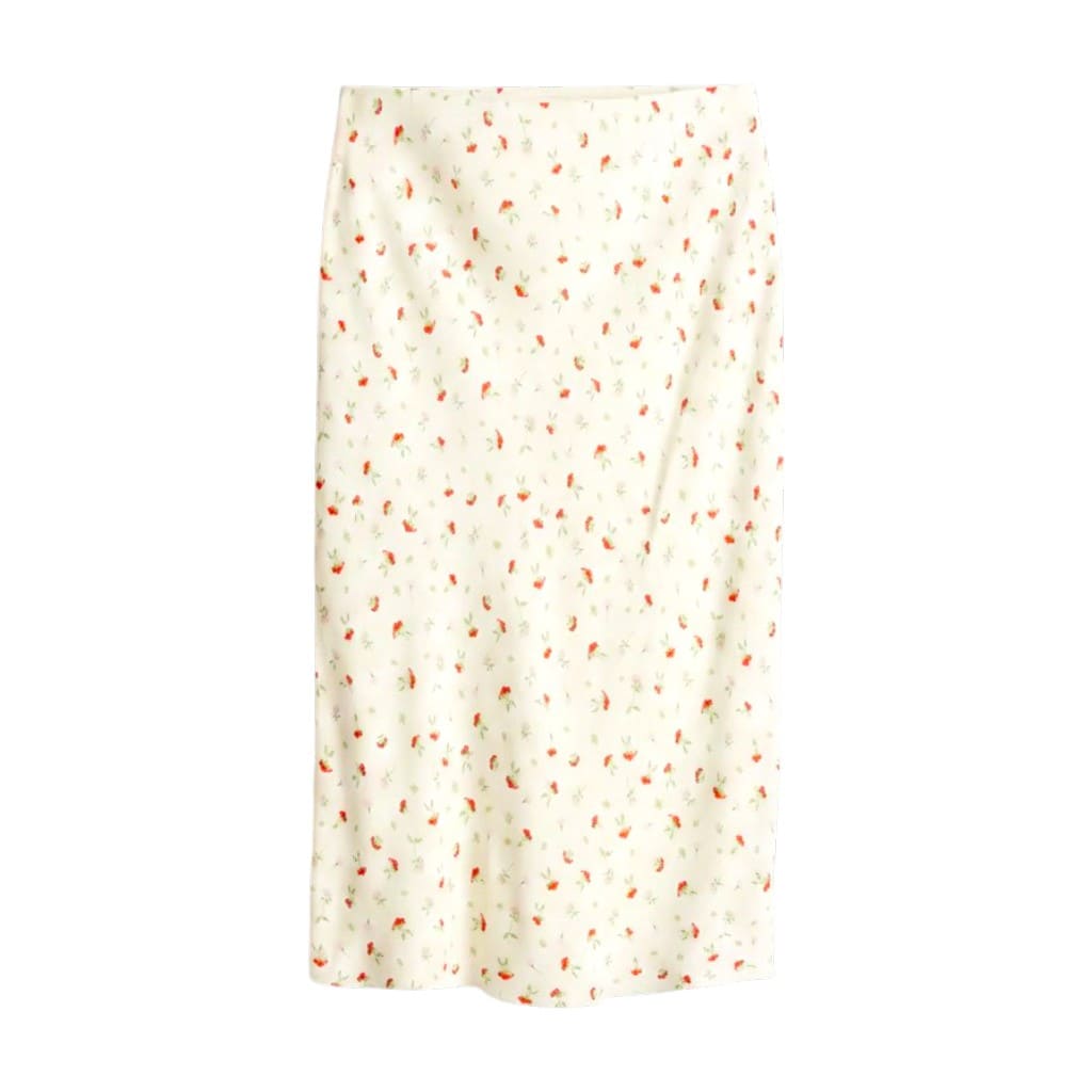 JUPE NEUVE TAILLE HAUTE BLANCHE AVEC DES FLEURS H&M X-SMALL