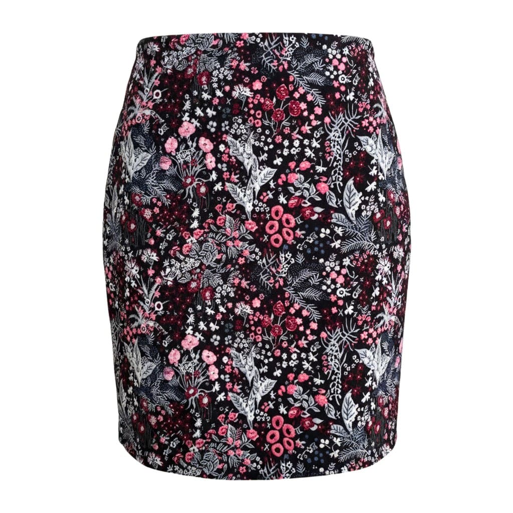 JUPE TAILLE HAUTE NOIR AVEC FLEURS BRODÉS H&M MEDIUM