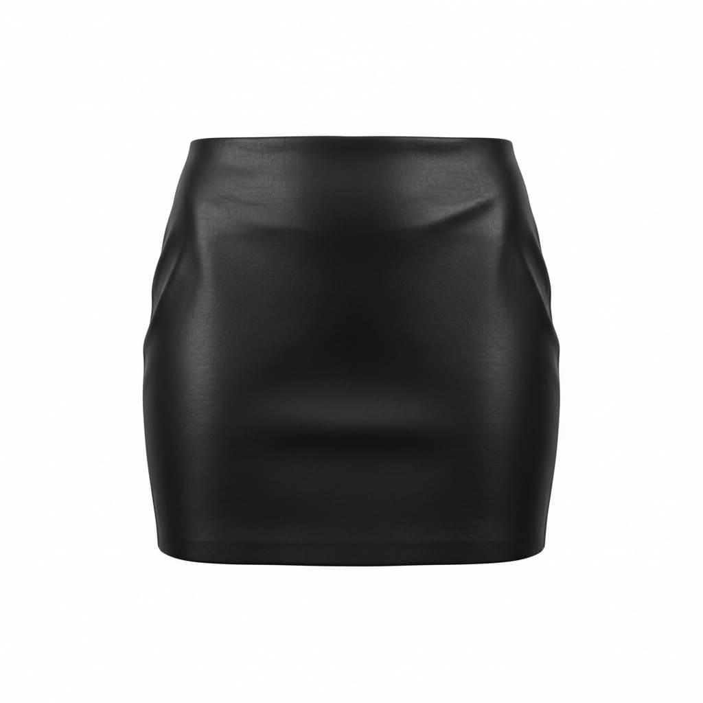 JUPE TAILLE HAUTE NOIR EN FAUX CUIR DYNAMITE LARGE