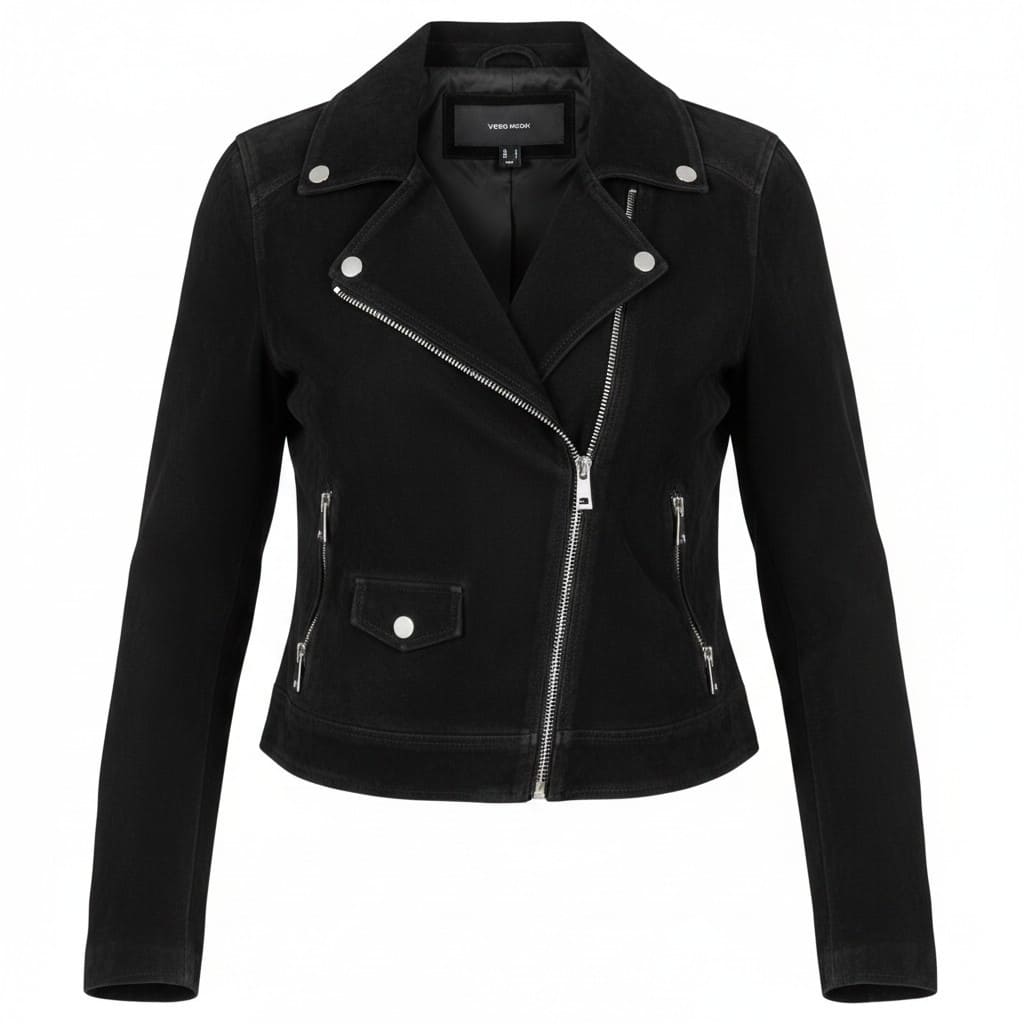 MANTEAU LÉGER SUÈDE NOIR NEUF VÉRO MODA MEDIUM