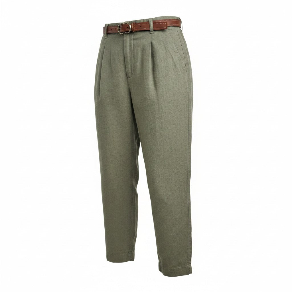 PANTALONS KAKI TAILLE HAUTE STYLE LIN ZARA AVEC CEINTURE SMALL