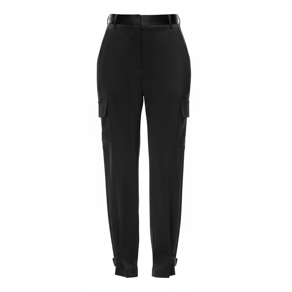 PANTALONS PROPRES NOIR STYLE CARGO SATIN NOIR BABATON MEDIUM