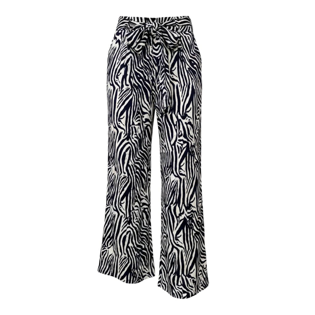 PANTALONS SATIN TRANSPARENTS TAILLE HAUTE BLEU ZEBRÉ BLANC X-LARGE