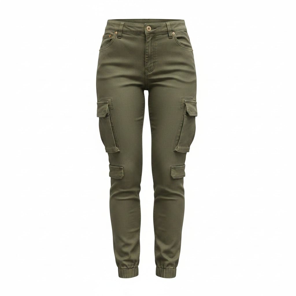 PANTALONS TAILLE HAUTE CARGO KAKI NEUF MEDIUM