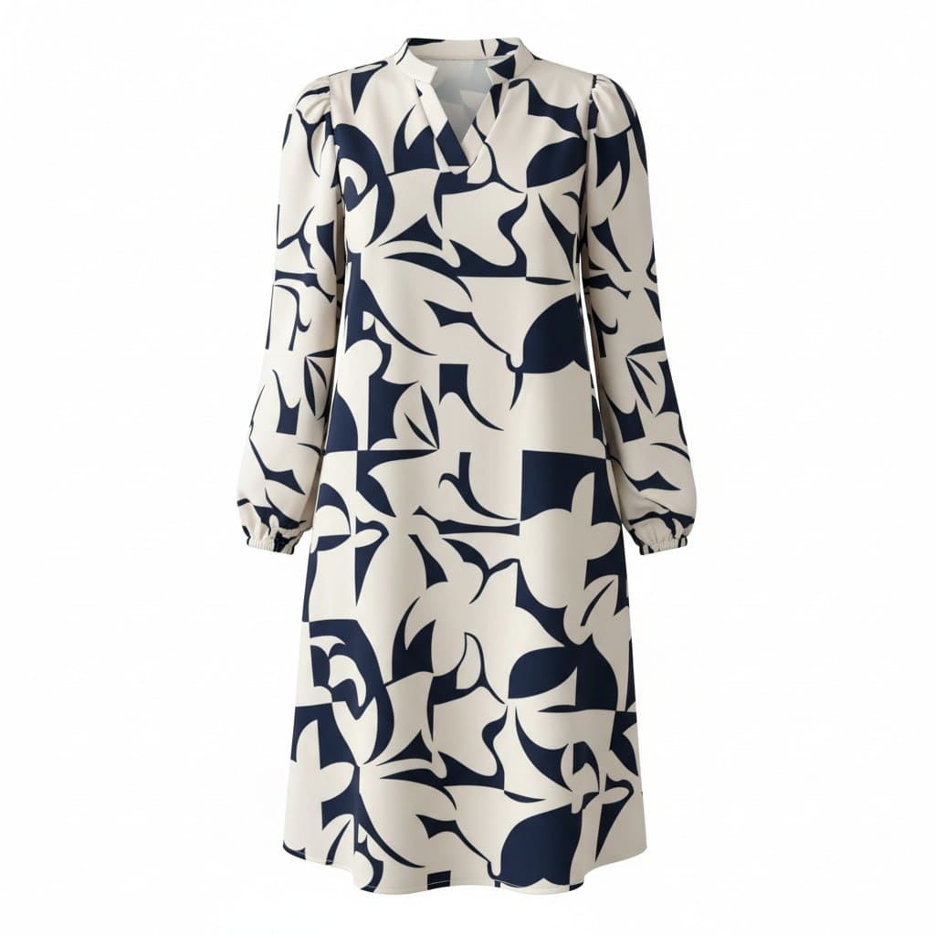 ROBE MI-LONGUE BLANC ET BLEU LARGE