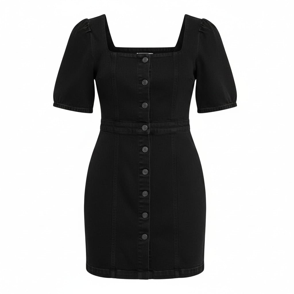 ROBE NOIR AVEC BOUTONS EN JEANS LARGE