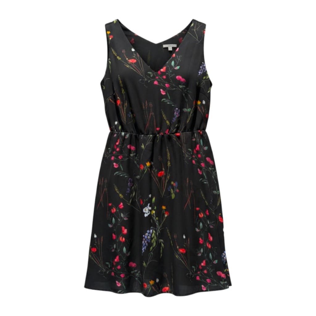 ROBE NOIR COL V AVEC FLEURS VERO MODA LARGE