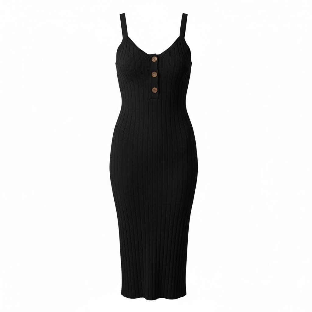 ROBE NOIRE AVEC LIGNE ET BOUTONS SMALL